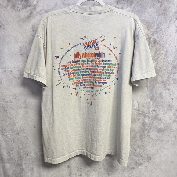 Vintage Comic Relief VII T Shirt Mens XL Robin Williams USA 90s - Picture 3 of 16